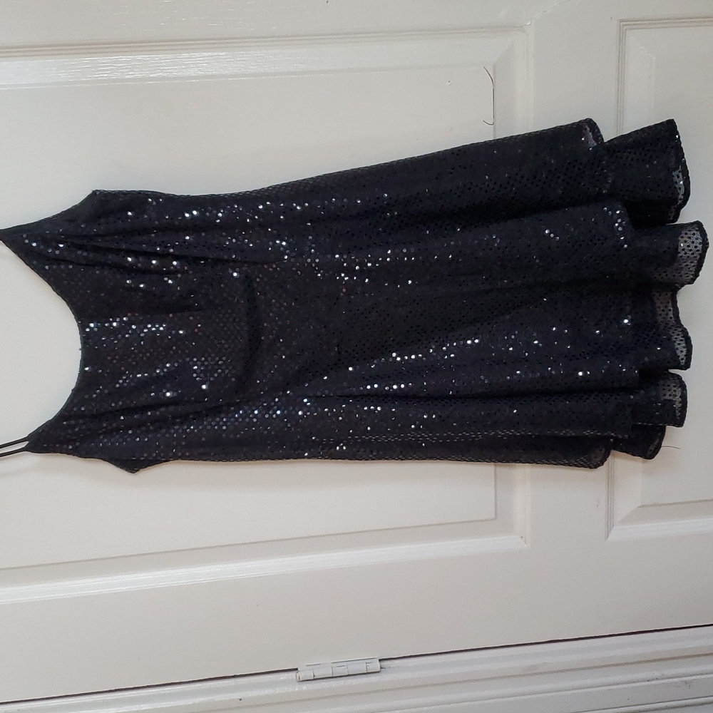 Jump Fit and Flair Tank Lycra Dress size 8 black with sequence